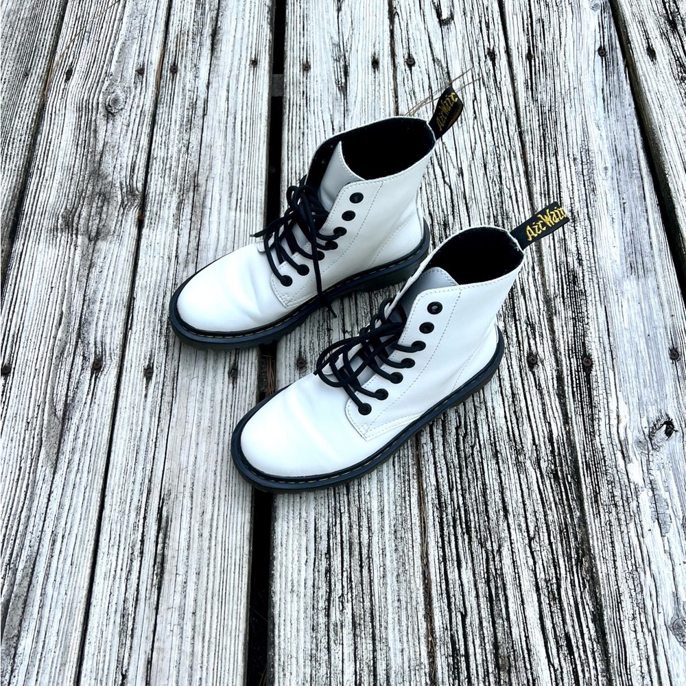Dr. Martens Luana White Leather Women’s Combat Boots - Size 8